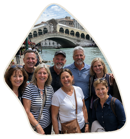 Travelers at the Rialto Bridge, Venice