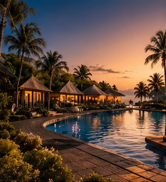 Luxury tropical resort pool